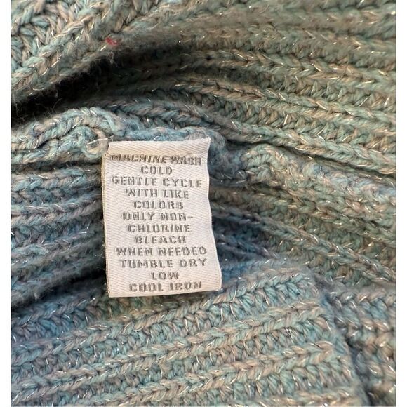 Charter Club Cardigan Open Front Shawl Collar Sz. L Metallic Threads Lt. Blue - Picture 13 of 13
